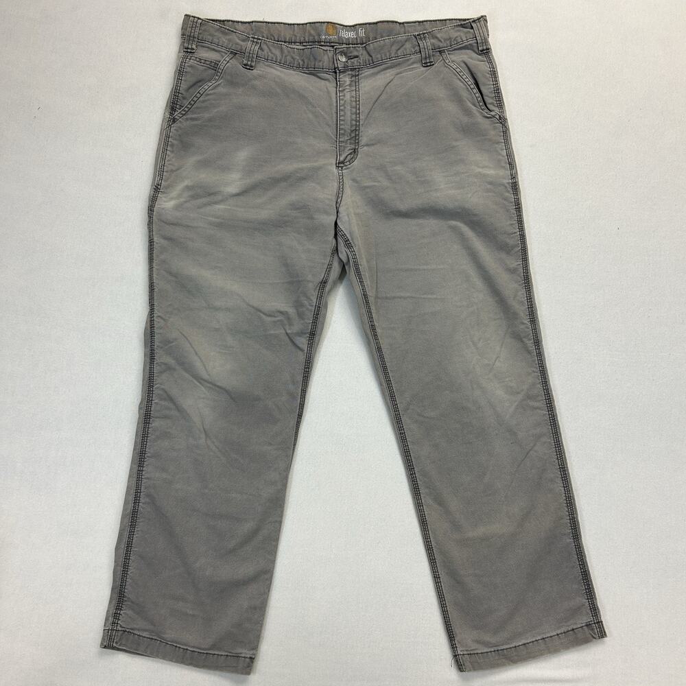Carhartt Relaxed Fit Pants Men's Size 42x30 Tan Casual Work Trousers Gray Casual